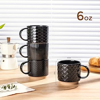 Amazon.com: GBHOME 6OZ Stackable Coffee Mugs, Ceramic Coffee